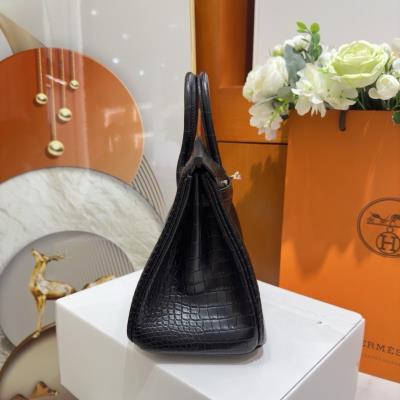wholesale quality birkin 25 matte alligator noir ghw 
